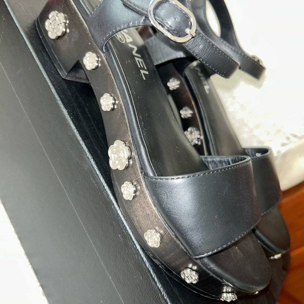 Rare One-of-a-Kind Chanel Calfskin Sandals with Embellishments Collector's Item